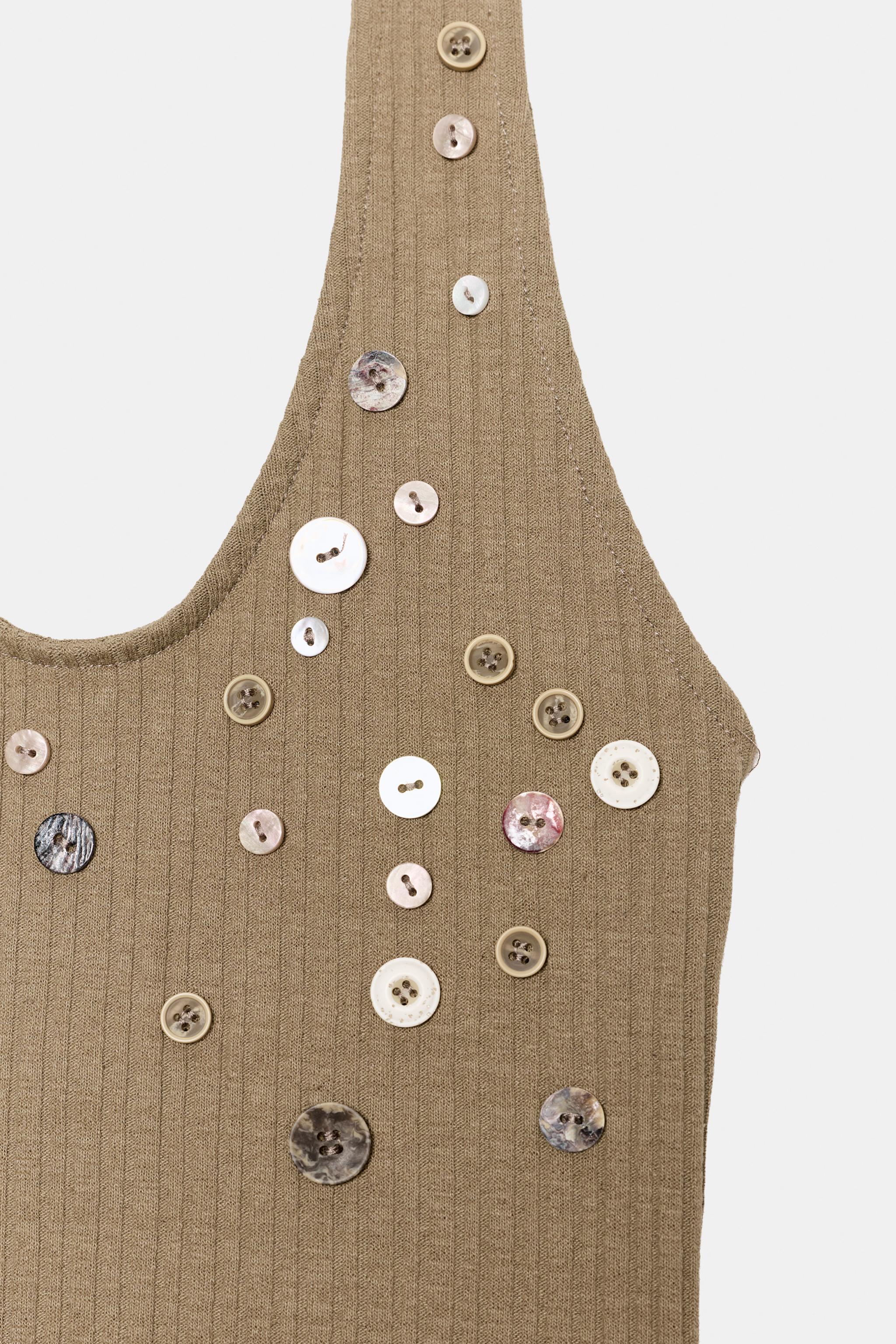 BUTTONED RIB HALTER TOP